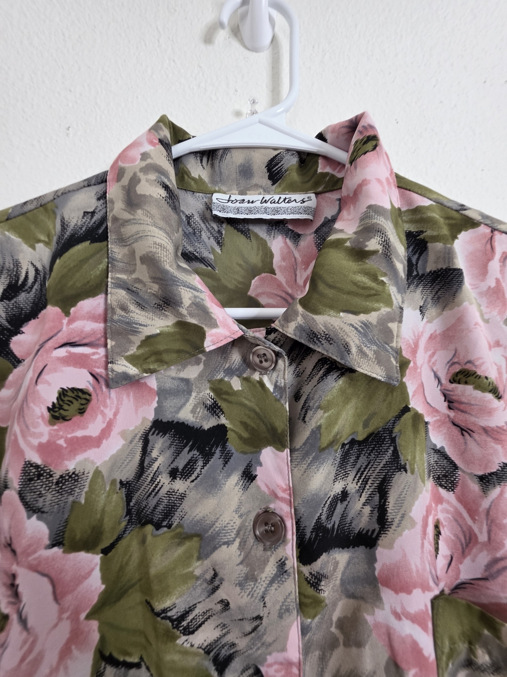 Vintage Joan Walters Womens Floral Short Sleeve Button Down Shirt Top Size L - Picture 3 of 12